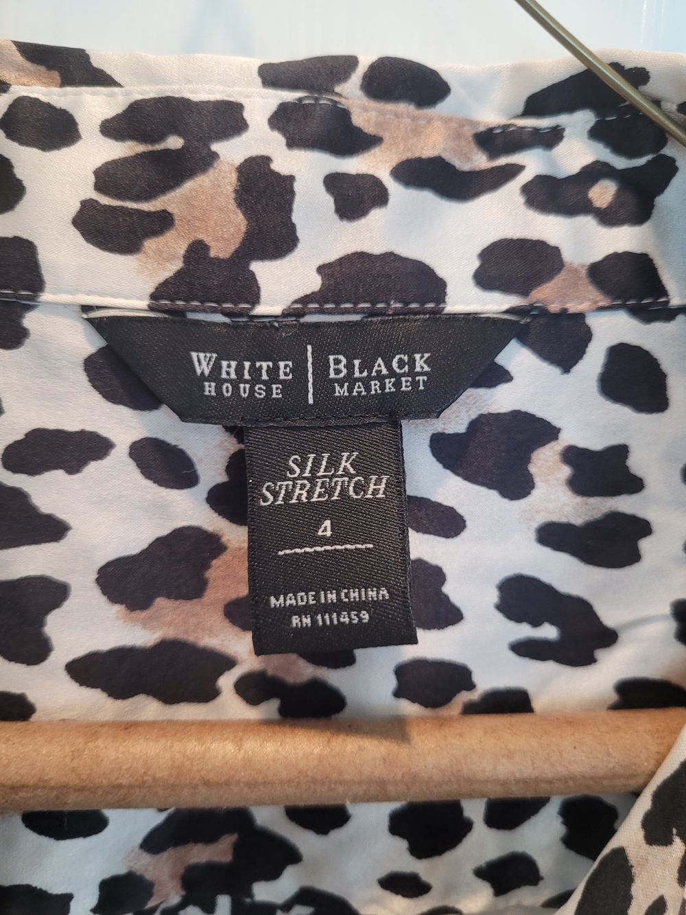 WHBM Silk Stretch Leopard Print Blouse - Black & Taupe - Picture 2 of 12